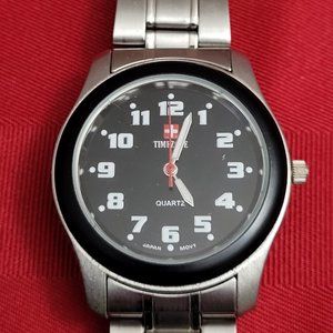 VINTAGE 1980'S, TIME ZONE STAINLESS STEEL WRIST WATCH!!!